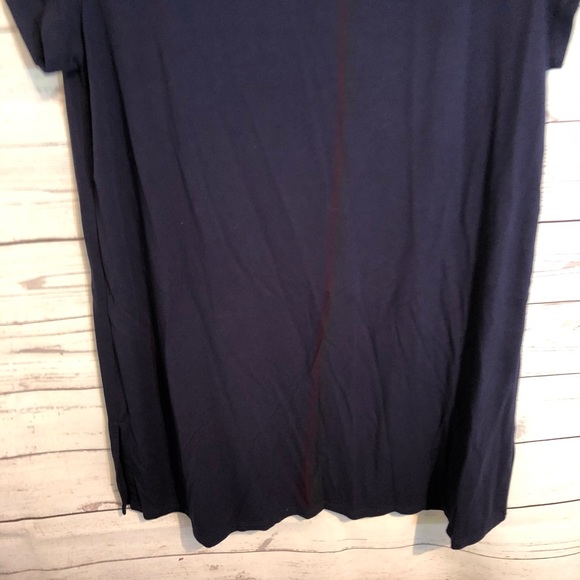 Eileen Fisher boat neck Navy Tunic short sleeve - Picture 5 of 7